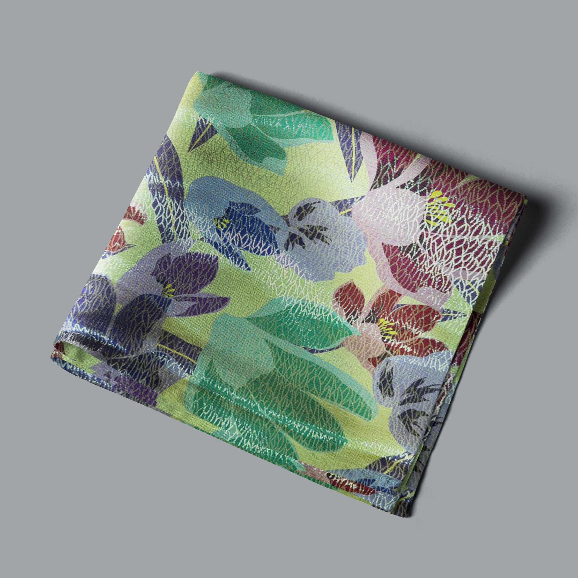 Italian silk with spring tulip print