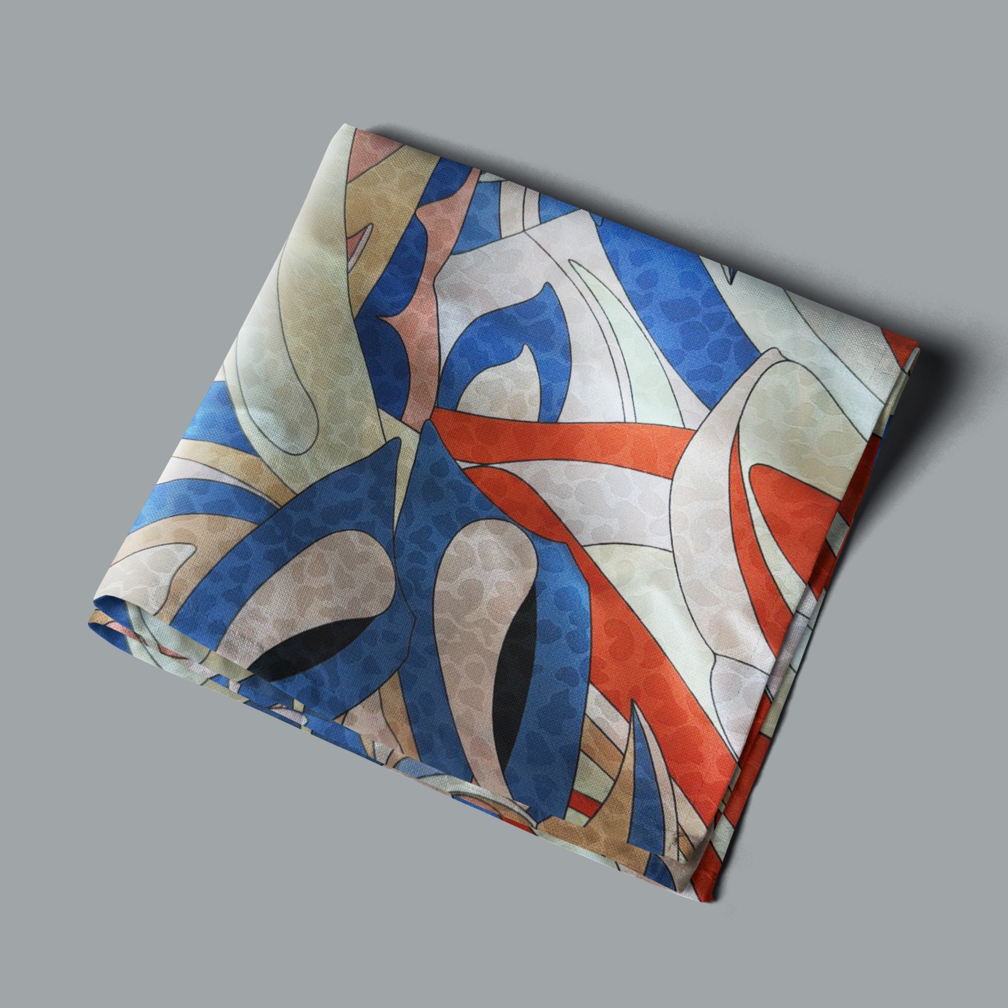 Italian silk with a modern pattern and bright colors