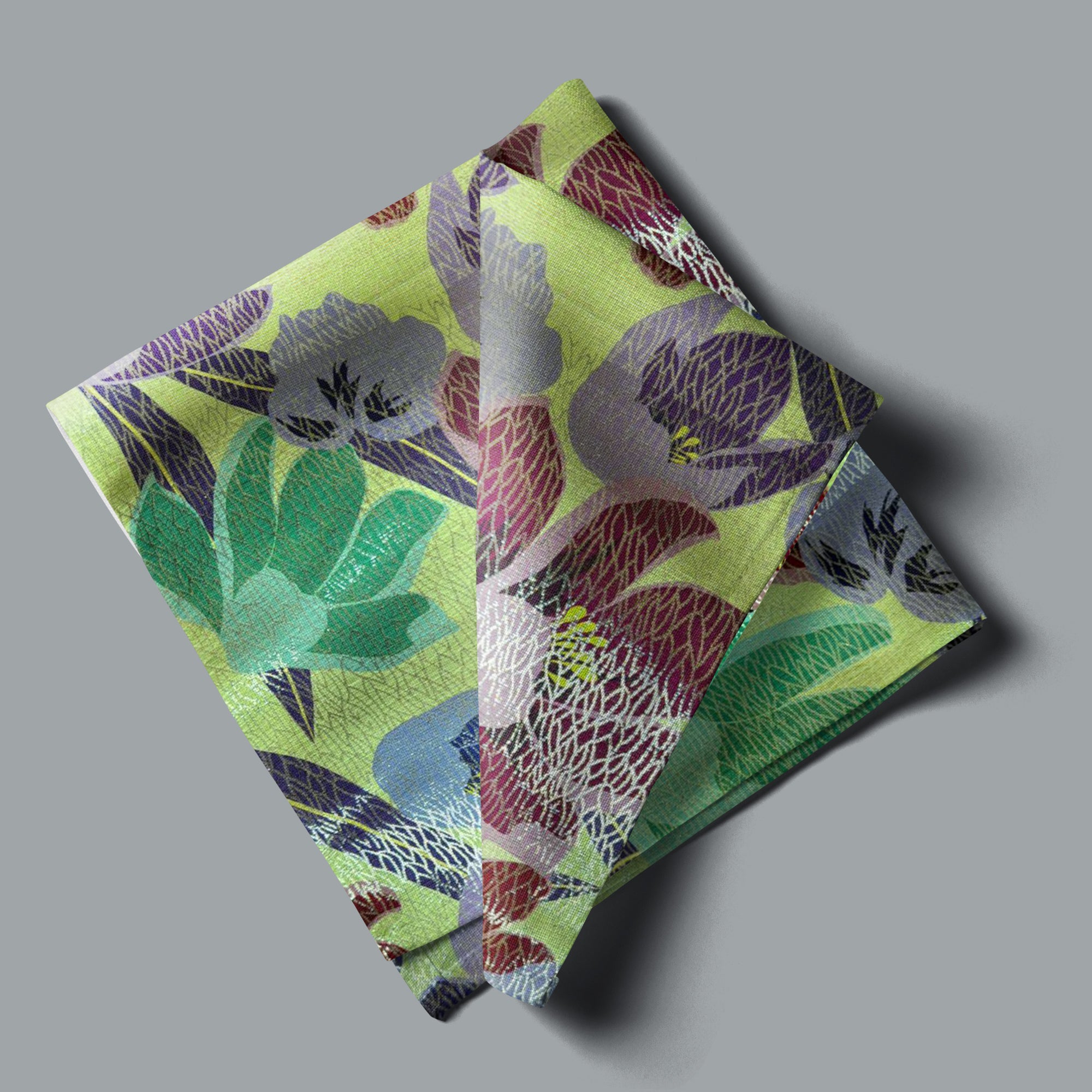 Italian silk with spring tulip print