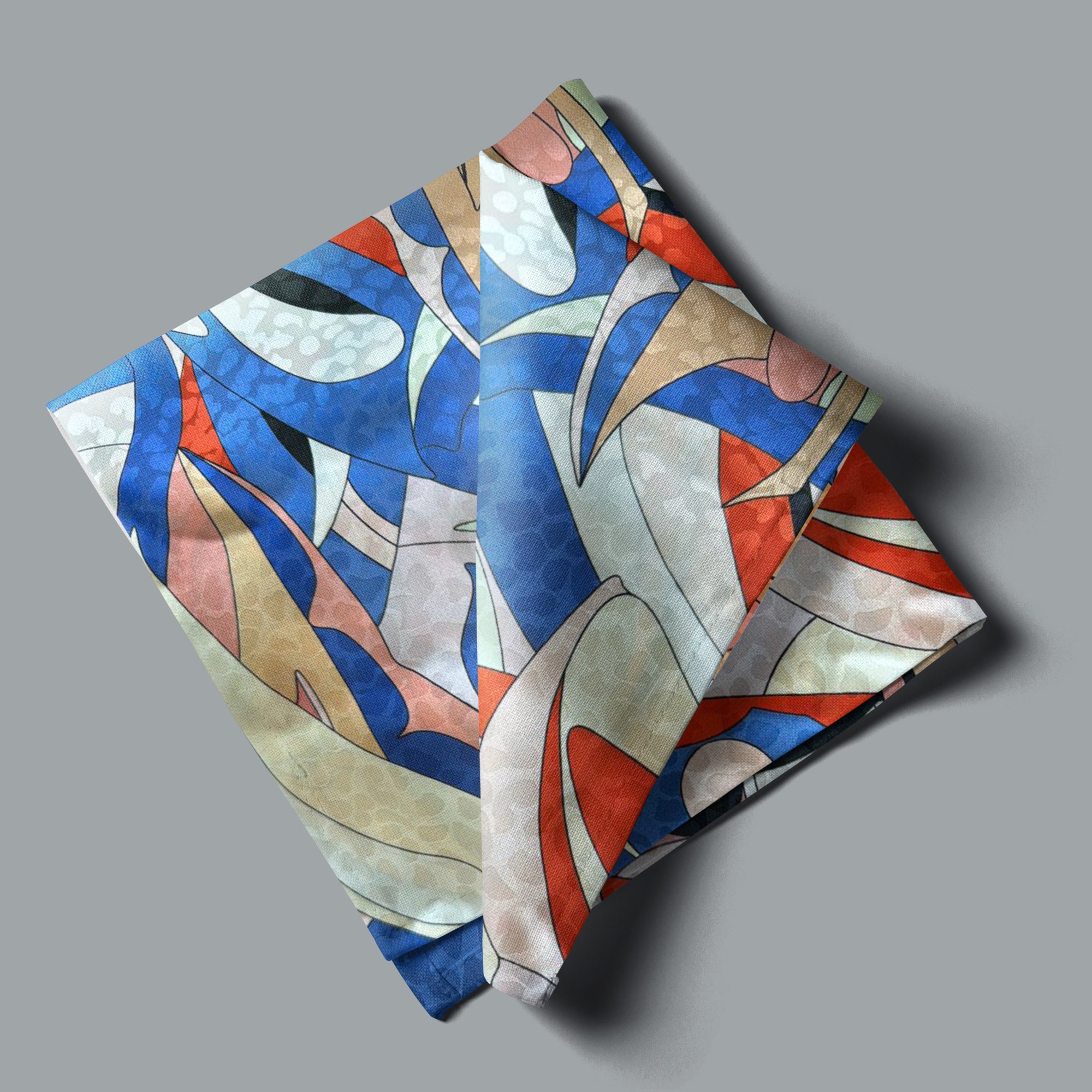 Italian silk with a modern pattern and bright colors