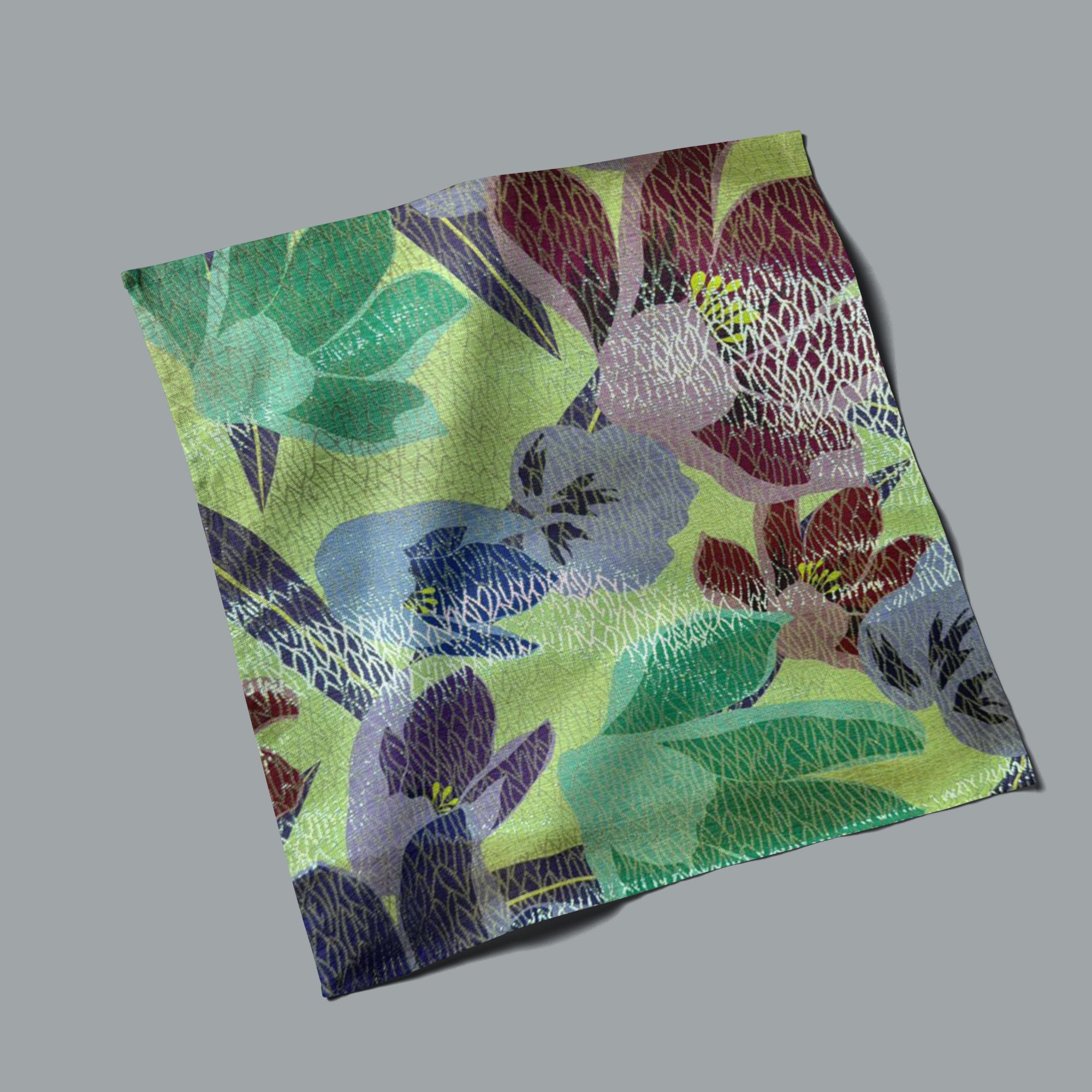 Italian silk with spring tulip print