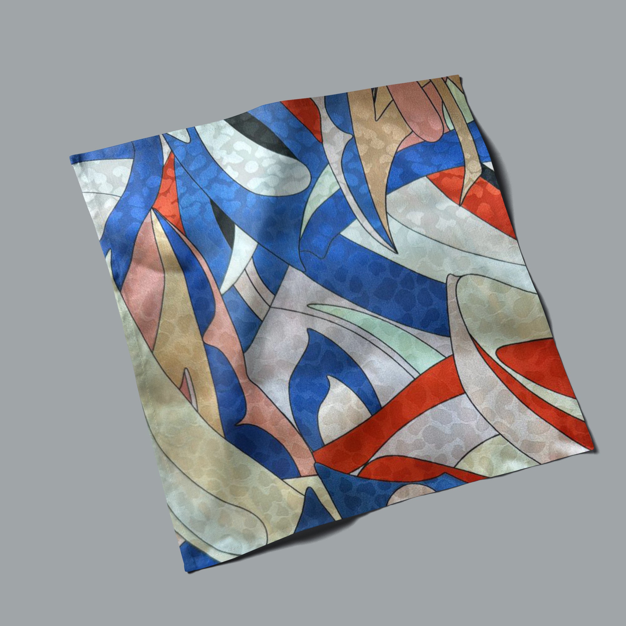 Italian silk with a modern pattern and bright colors